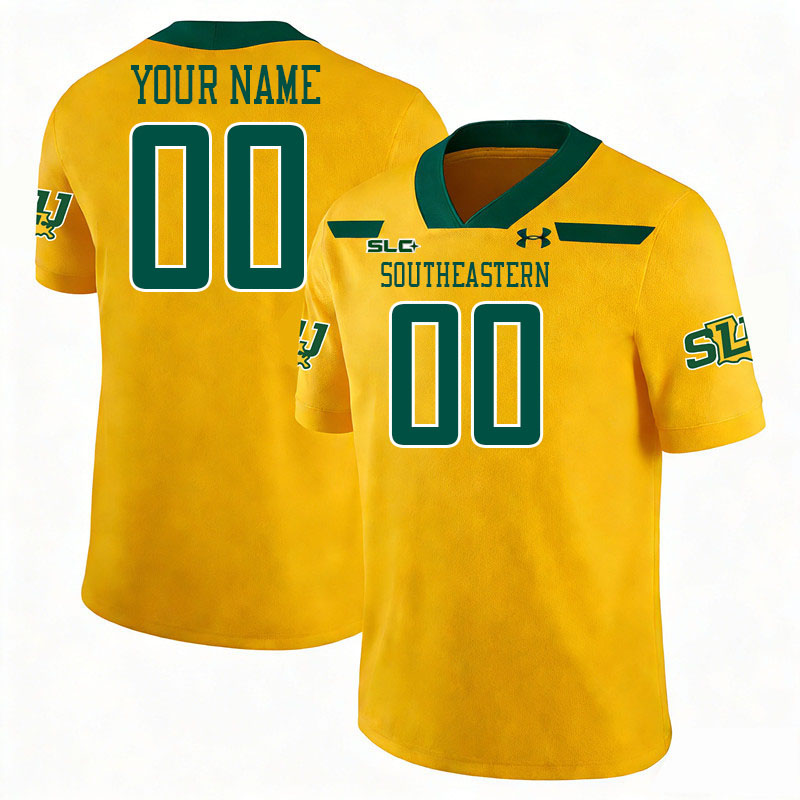 Custom Southeastern Louisiana Lions Name And Number Football Jerseys-Gold